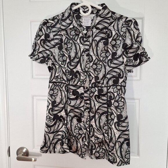 Fred David Black and White Top Size Small - Picture 1 of 5